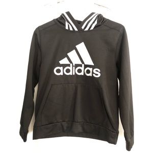 Boys 10/12 Black Adidas Stripe Hoodie